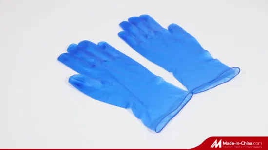 Bleu/blanc de gros jetables en vinyle latex examen de sécurité de protection en caoutchouc PVC gant en nitrile pour examen médical/salon de beauté/usine électronique